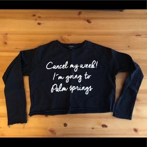 Monki 'Cancel My Weekend' Crop Sweater Black Small